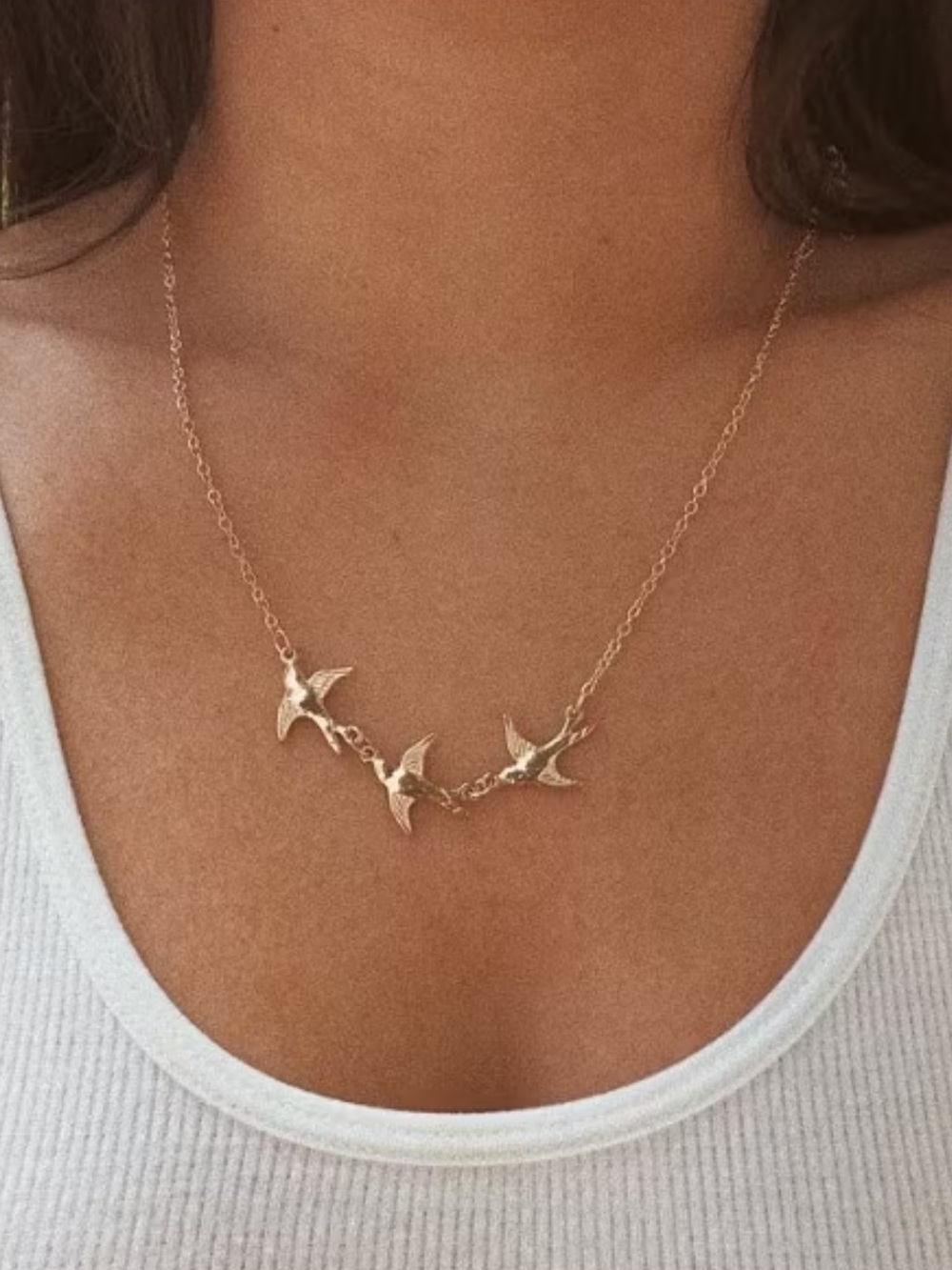 Gold Bird Trio Necklace